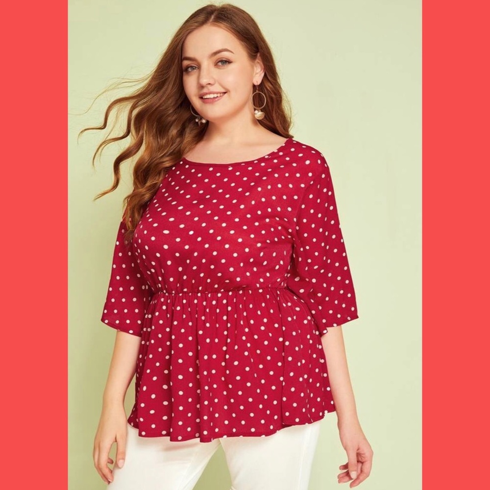 SHEIN red polka dot blouse